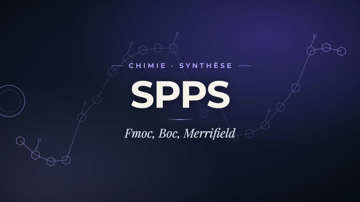 Image de couverture : Synthèse peptidique en phase solide (SPPS) : guide complet Merrifield, Fmoc, Boc, résines, agents de couplage et contrôle qualité